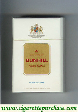 Dunhill Super Lights Filter De Luxe white and gold cigarettes hard box